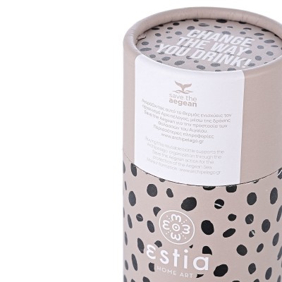 ESTIA ΘΕΡΜΟΣ TRAVEL FLASK SAVE THE AEGEAN 500ml LEOPARD TAUPE ESTIA ΘΕΡΜΟΣ TRAVEL FLASK SAVE THE AEGEAN 500ml LEOPARD TAUPE