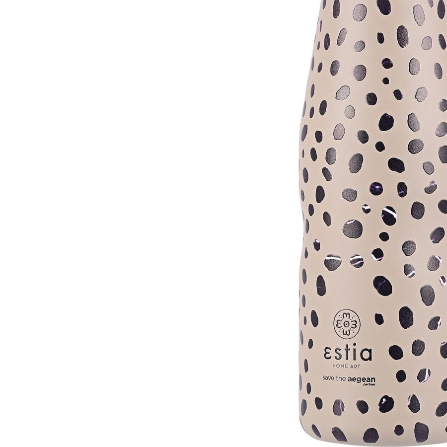 ESTIA ΘΕΡΜΟΣ TRAVEL FLASK SAVE THE AEGEAN 500ml LEOPARD TAUPE ESTIA ΘΕΡΜΟΣ TRAVEL FLASK SAVE THE AEGEAN 500ml LEOPARD TAUPE