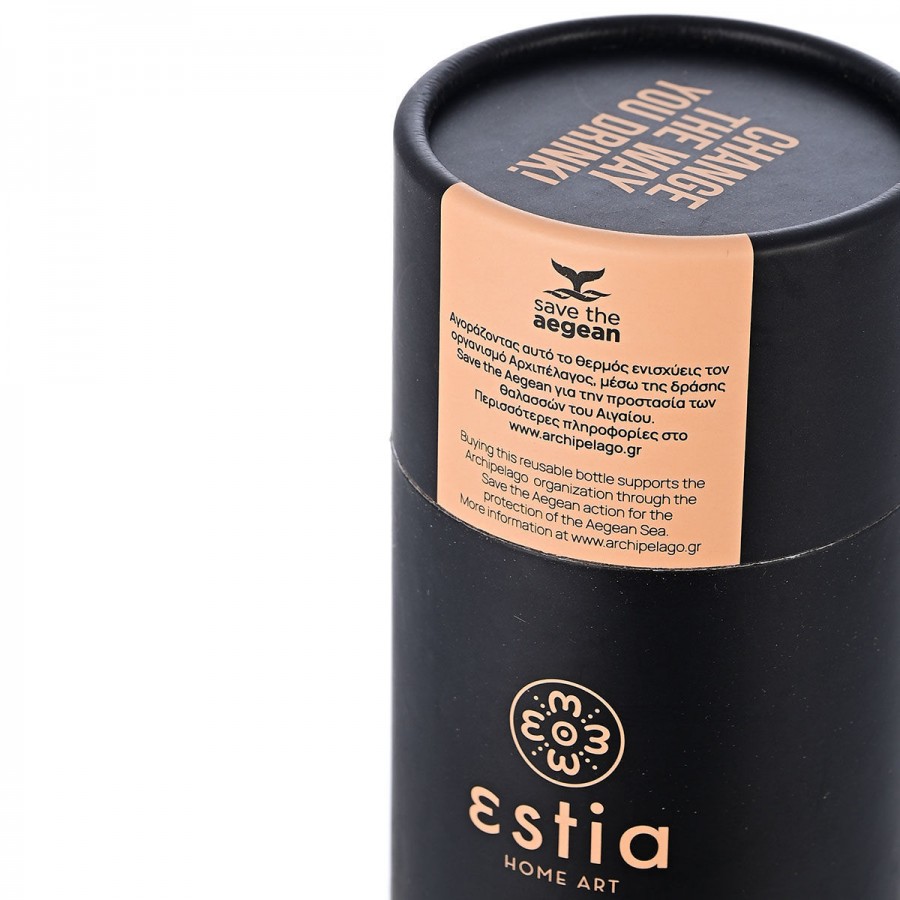 ESTIA ΘΕΡΜΟΣ TRAVEL FLASK SAVE THE AEGEAN 500ml MIDNIGHT BLACK