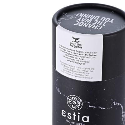 ESTIA ΘΕΡΜΟΣ TRAVEL FLASK SAVE THE AEGEAN 500ml PENTELICA BLACK ESTIA ΘΕΡΜΟΣ TRAVEL FLASK SAVE THE AEGEAN 500ml PENTELICA BLACK