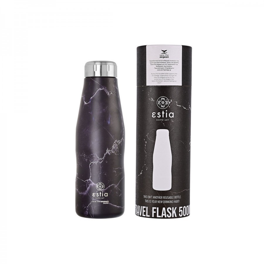 ESTIA ΘΕΡΜΟΣ TRAVEL FLASK SAVE THE AEGEAN 500ml PENTELICA BLACK