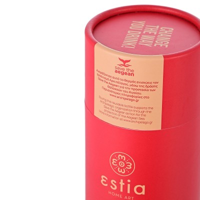 ESTIA ΘΕΡΜΟΣ TRAVEL FLASK SAVE THE AEGEAN 500ml SCARLET RED ESTIA ΘΕΡΜΟΣ TRAVEL FLASK SAVE THE AEGEAN 500ml SCARLET RED