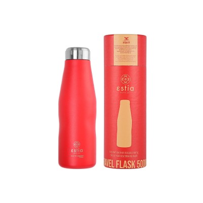 ESTIA ΘΕΡΜΟΣ TRAVEL FLASK SAVE THE AEGEAN 500ml SCARLET RED ESTIA ΘΕΡΜΟΣ TRAVEL FLASK SAVE THE AEGEAN 500ml SCARLET RED