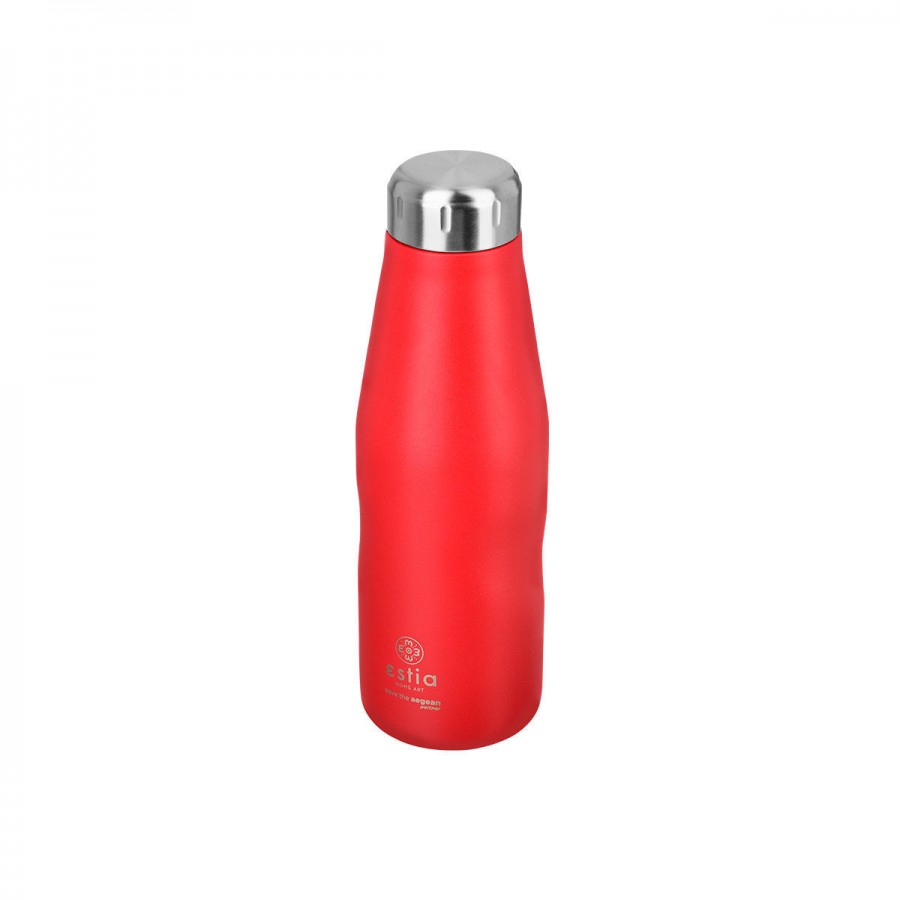 ESTIA ΘΕΡΜΟΣ TRAVEL FLASK SAVE THE AEGEAN 500ml SCARLET RED ESTIA ΘΕΡΜΟΣ TRAVEL FLASK SAVE THE AEGEAN 500ml SCARLET RED