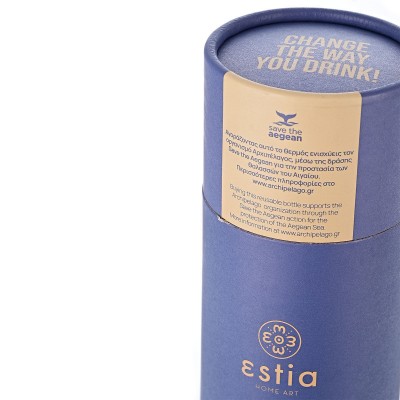 ESTIA ΘΕΡΜΟΣ TRAVEL FLASK SAVE THE AEGEAN 750ml DENIM BLUE ESTIA ΘΕΡΜΟΣ TRAVEL FLASK SAVE THE AEGEAN 750ml DENIM BLUE