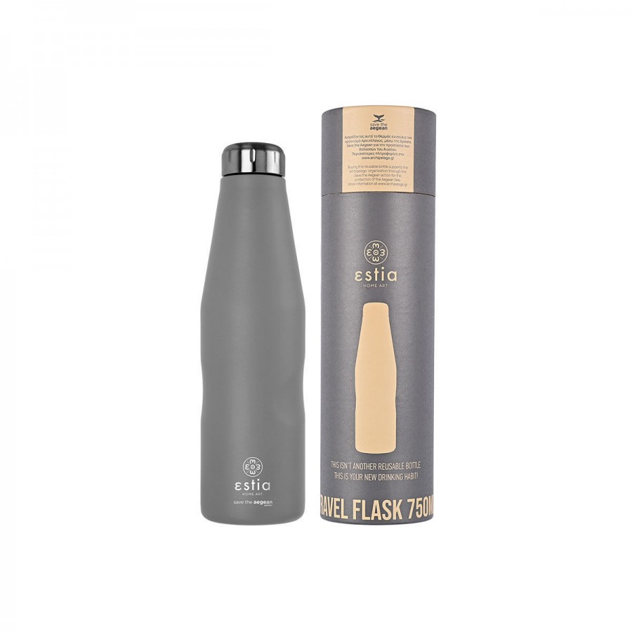 ESTIA ΘΕΡΜΟΣ TRAVEL FLASK SAVE THE AEGEAN 750ml FJORD GREY ESTIA ΘΕΡΜΟΣ TRAVEL FLASK SAVE THE AEGEAN 750ml FJORD GREY