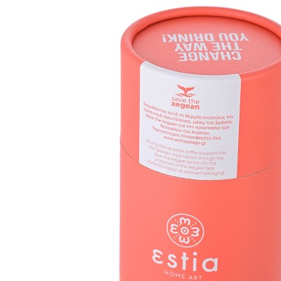 ESTIA ΘΕΡΜΟΣ TRAVEL FLASK SAVE THE AEGEAN 750ml FUSION CORAL ESTIA ΘΕΡΜΟΣ TRAVEL FLASK SAVE THE AEGEAN 750ml FUSION CORAL