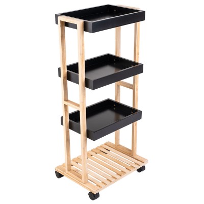 ESTIA ΤΡΟΛΛΕΙ ΚΟΥΖΙΝΑΣ BAMBOO ESSENTIALS 4 ΕΠΙΠΕΔΩΝ 40x30x88cm ΜΑΥΡΟ