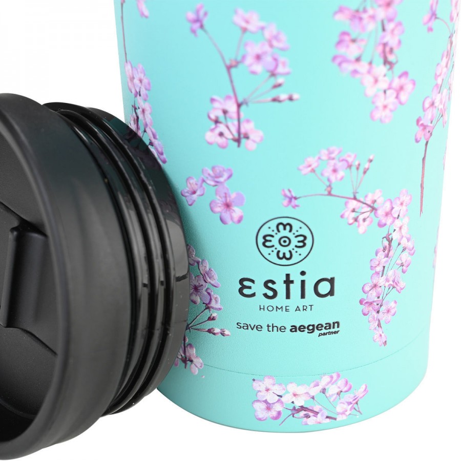ESTIA ΘΕΡΜΟΣ TRAVEL MUG SAVE THE AEGEAN 500ml BLOSSOM GREEN ESTIA ΘΕΡΜΟΣ TRAVEL MUG SAVE THE AEGEAN 500ml BLOSSOM GREEN