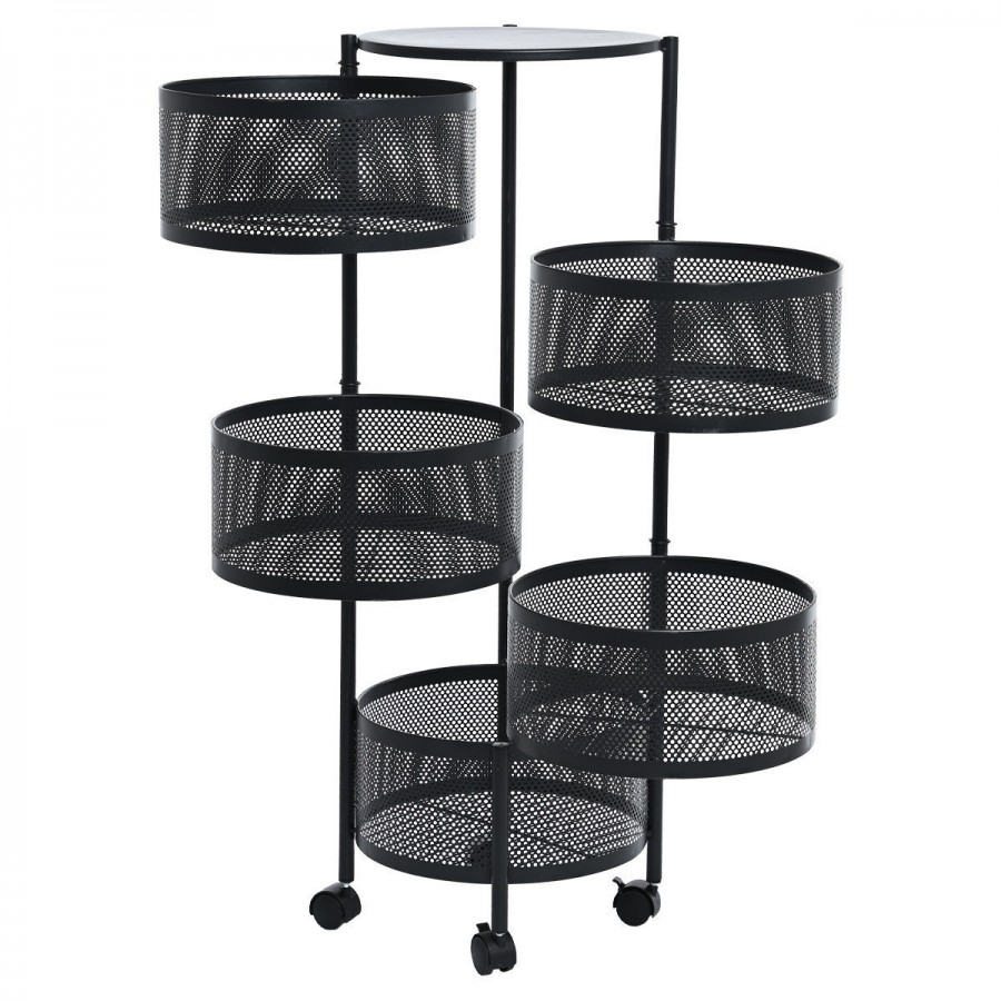 ESTIA ΤΡΟΛΕΪ ΑΠΟΘΗΚΕΥΣΗΣ ΜΕΤΑΛΛΙΚΟ ΜΕ 5 ΣΥΡΤΑΡΙΑ ΜΑΥΡΟ