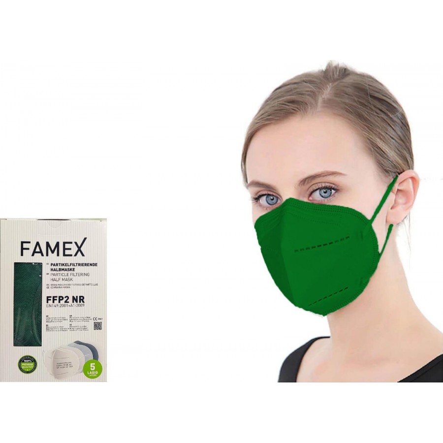 Famex Μάσκα Προστασίας FFP2 Particle Filtering Half NR Forest Green 10τμχ