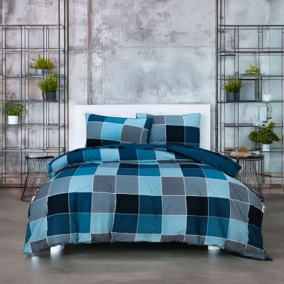 Σετ Παπλωματοθήκη Υπέρδιπλη Naty Blue 3Τμχ 230X240 Espree