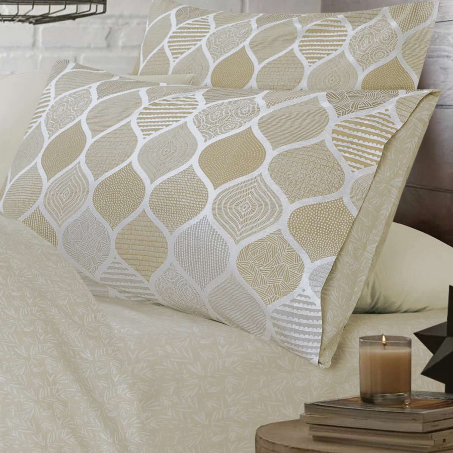 Σετ Σεντόνια Διπλά Geo Beige 4Τμχ 200X270 Espree Σετ Σεντόνια Διπλά Geo Beige 4Τμχ 200X270 Espree