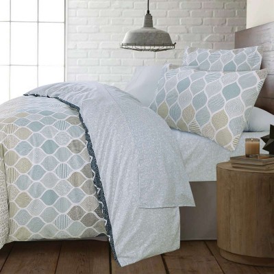 Σετ Σεντόνια Διπλά Geo Blue 4Τμχ 200X270 Espree Σετ Σεντόνια Διπλά Geo Blue 4Τμχ 200X270 Espree