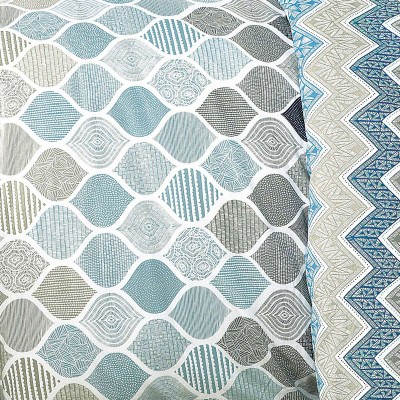 Σετ Σεντόνια King Size Geo Blue 4Τμχ 280X270 Espree Σετ Σεντόνια King Size Geo Blue 4Τμχ 280X270 Espree