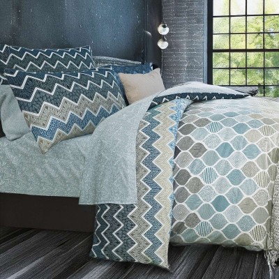 Σετ Σεντόνια King Size Kiris Blue 4Τμχ Με Λάστιχο 180X200+35 Espree