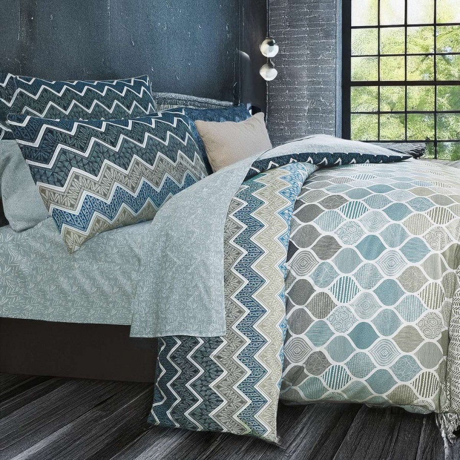 Σετ Σεντόνια King Size Kiris Blue 4Τμχ Με Λάστιχο 180X200+35 Espree