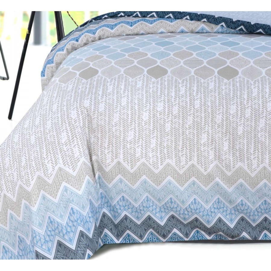 Σετ Σεντόνια Υπέρδιπλα Geo Blue 4Τμχ 240X270 Espree Σετ Σεντόνια Υπέρδιπλα Geo Blue 4Τμχ 240X270 Espree