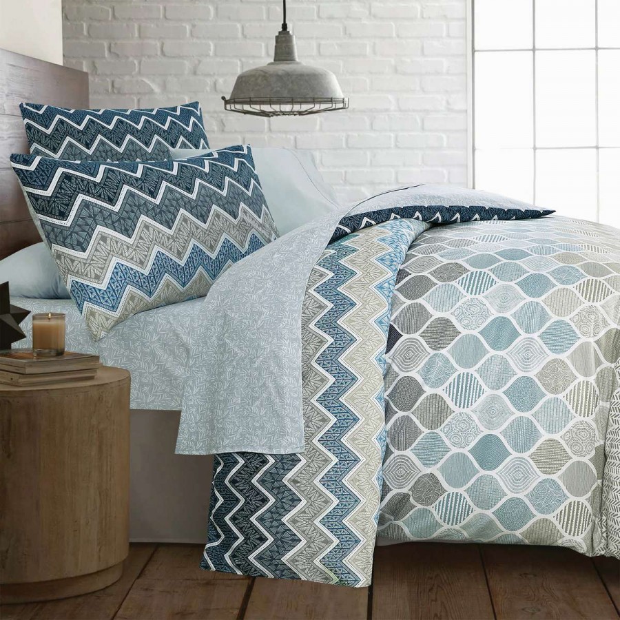 Σετ Σεντόνια Υπέρδιπλα Kiris Blue 4Τμχ 240X270 Espree Σετ Σεντόνια Υπέρδιπλα Kiris Blue 4Τμχ 240X270 Espree