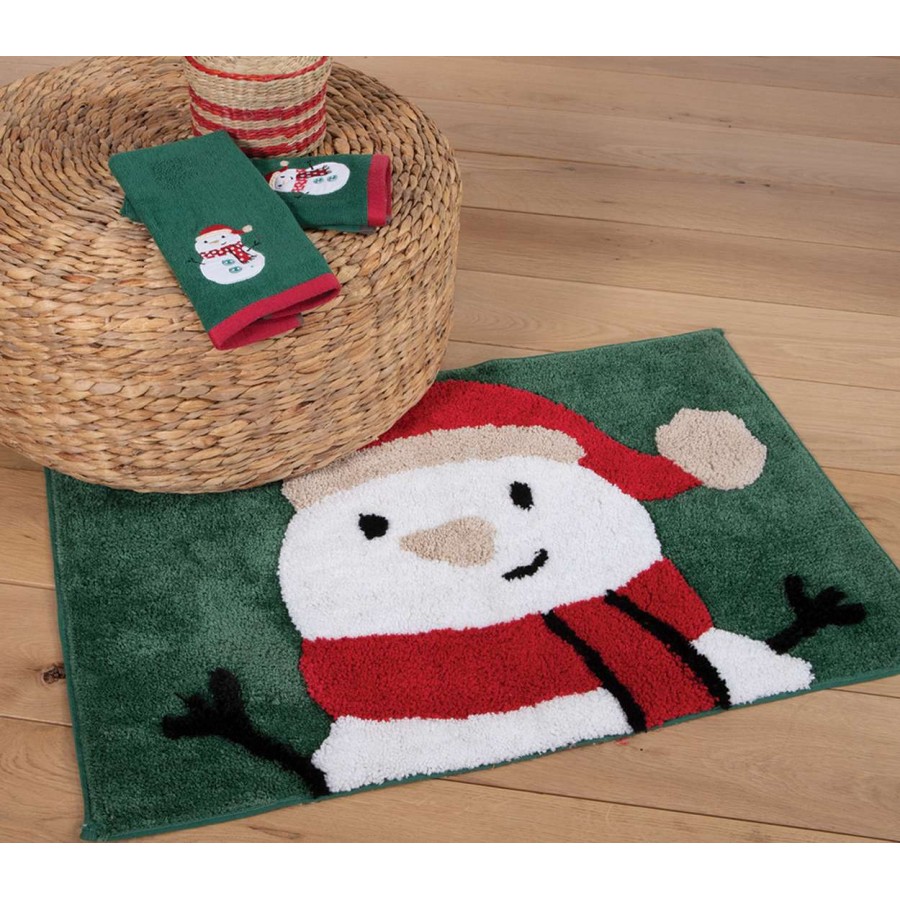 Χριστουγεννιάτικες Πετσέτες Σετ 2Τμχ Funny Snowman Green 30X50 Nef-Nef