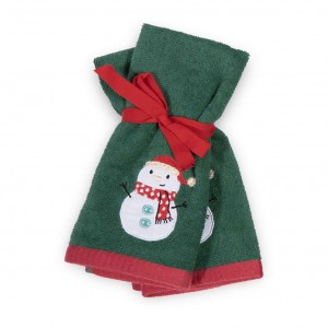Χριστουγεννιάτικες Πετσέτες Σετ 2Τμχ Funny Snowman Green 30X50 Nef-Nef