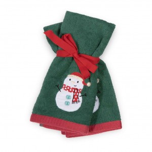 Χριστουγεννιάτικες Πετσέτες Σετ 2Τμχ Funny Snowman Green 30X50 Nef-Nef