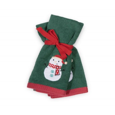 Χριστουγεννιάτικες Πετσέτες Σετ 2Τμχ Funny Snowman Green 30X50 Nef-Nef