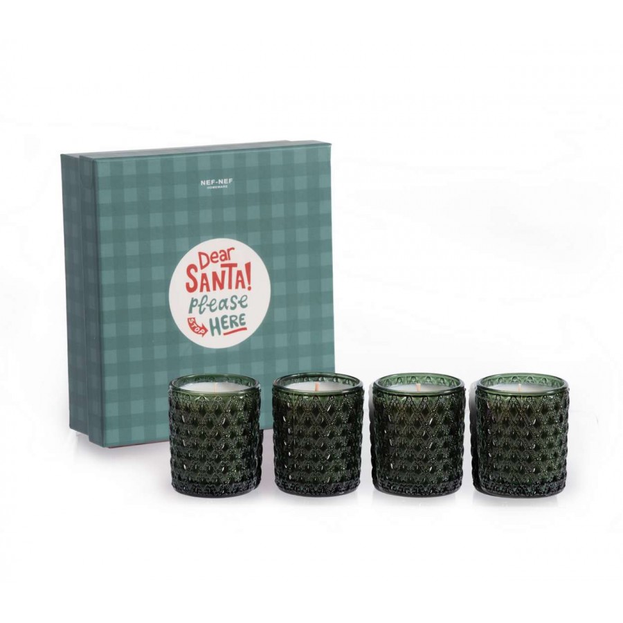 Χριστουγεννιάτικο Αρωματικό Κερί Dear Santa 4Τμχ Green 70 gr Nef-Nef