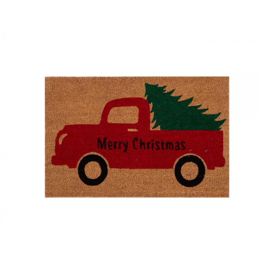 Χριστουγεννιάτικο Ταπέτο Εισόδου Merry Christmas Car Natural Red 40X60 Nef-Nef