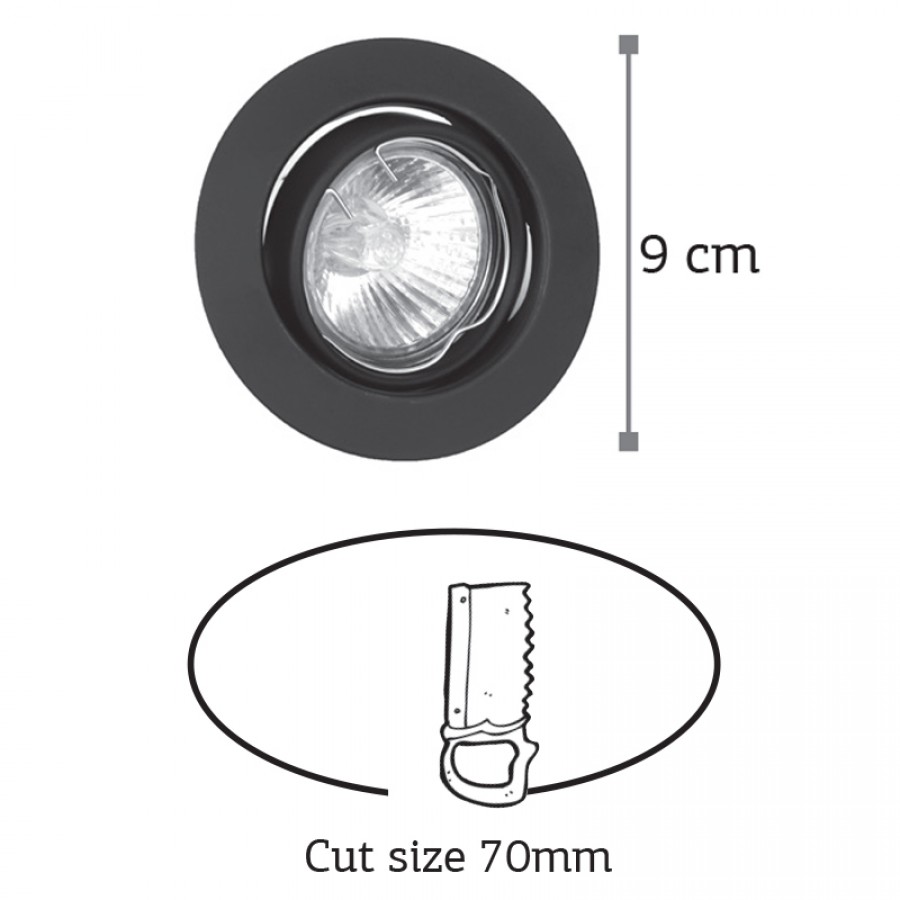 InLight Χωνευτό σποτ από μαύρο μέταλλο 1XGU10 D:9cm (43277-Μαύρο)