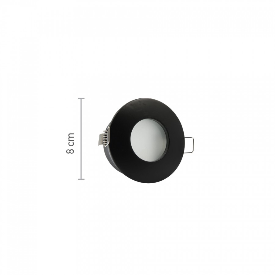 InLight Χωνευτό σποτ από μαύρο μέταλλο 1XGU10 IP44 D:8cm (Χ0008-BL)