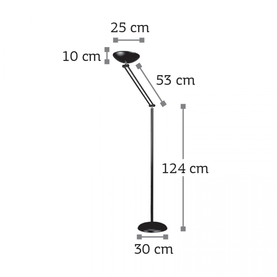 InLight Επιδαπέδιο φωτιστικό από μαύρο μέταλλο 1XR75 D:187cm (45017-Βαφείου-Μαύρο)