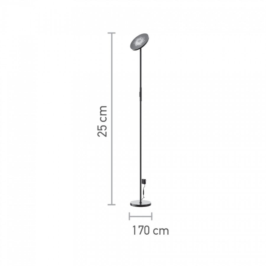 InLight Επιδαπέδιο φωτιστικό LED 24W RGB-CCT with controller από μαύρο μέταλλο και ακρυλικό D:170cm (45023)