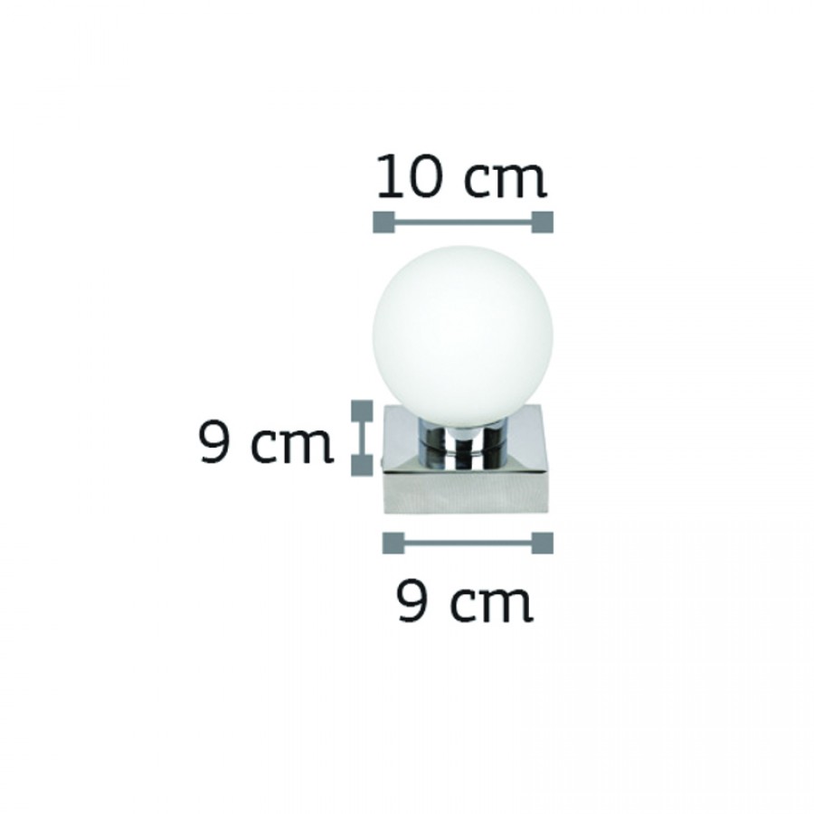 InLight Επιτοίχιο φωτιστικό από χρώμιο μέταλλο και λευκή οπαλίνα 1XG9 D:9cm (43420-1)