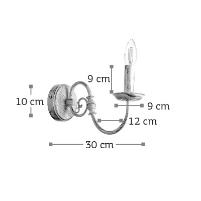 InLight Επιτοίχιο φωτιστικό από μέταλλο σε λευκή πατίνα 1XE14 D:30cm (43371)