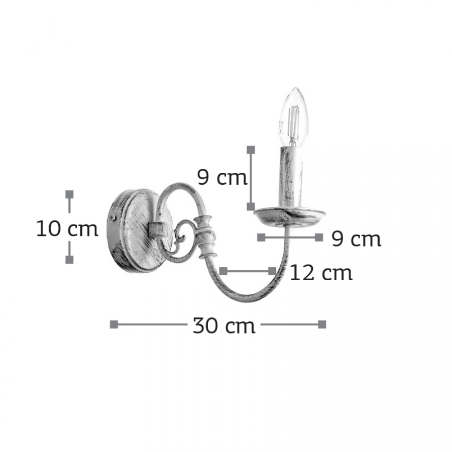 InLight Επιτοίχιο φωτιστικό από μέταλλο σε λευκή πατίνα 1XE14 D:30cm (43371)