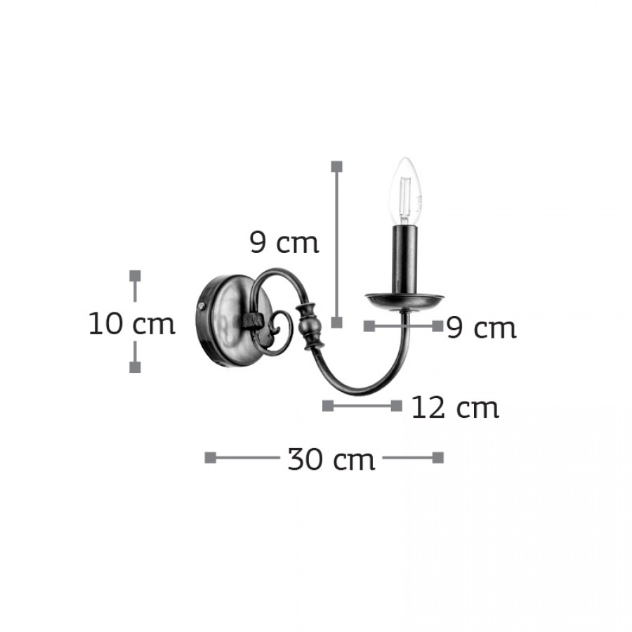 InLight Επιτοίχιο φωτιστικό από οξυντέ μέταλλο 1XE14 D:30cm (43369)