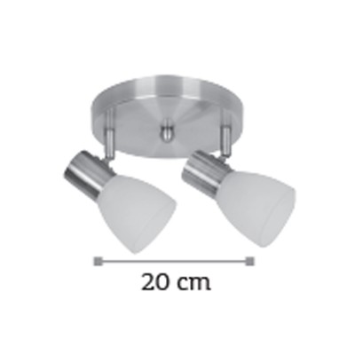 InLight Επιτοίχιο σποτ από μέταλλο σε νίκελ ματ απόχρωση 2xE14 D:20cm (9064-2Φ-Νίκελ Ματ)