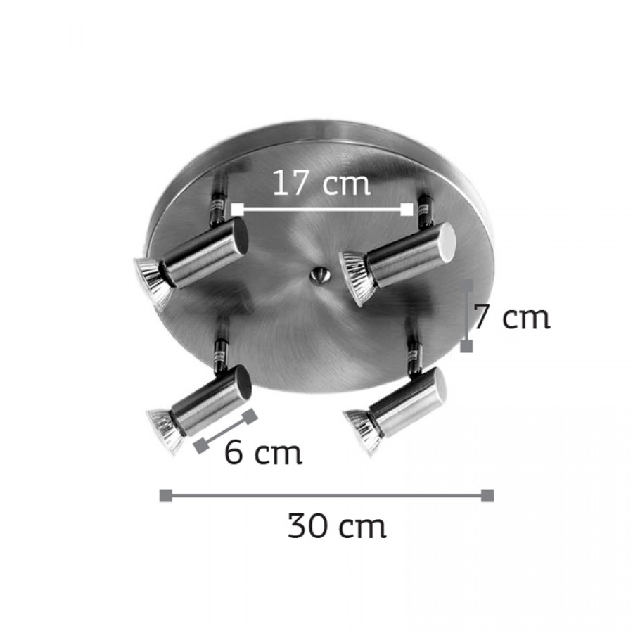 InLight Επιτοίχιο σποτ από μέταλλο σε οξυντέ απόχρωση 4XGU10 D:30cm (9075-4Φ-Οξυντέ)