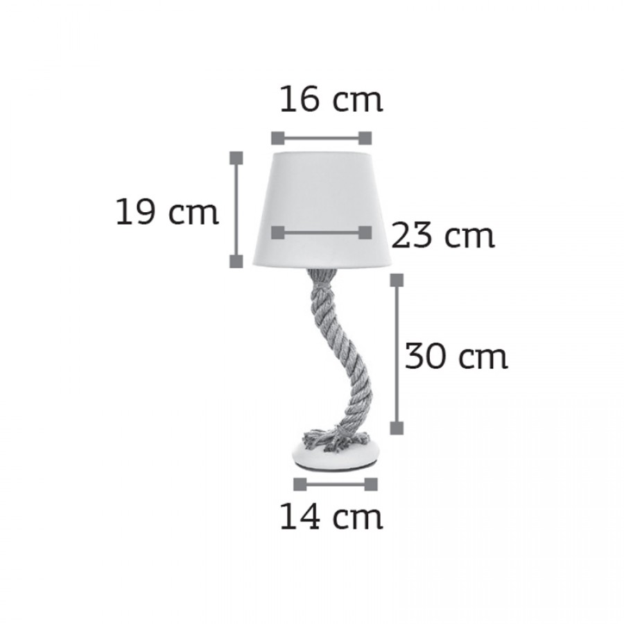 InLight Επιτραπέζιο φωτιστικό από καφέ σχοινί και υφασμάτινο καπέλο 1XE27 D:50cm (3433-WH)
