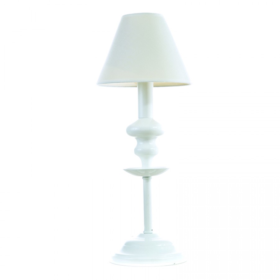 InLight Επιτραπέζιο φωτιστικό από λευκό μέταλλο και υφασμάτινο καπέλο (3420-Λευκό)