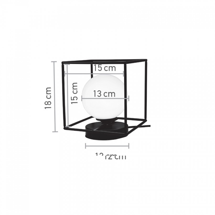 InLight Επιτραπέζιο φωτιστικό σε μαύρη απόχρωση και λευκή οπαλίνα 1XG9 D:18cm (3018-BL)