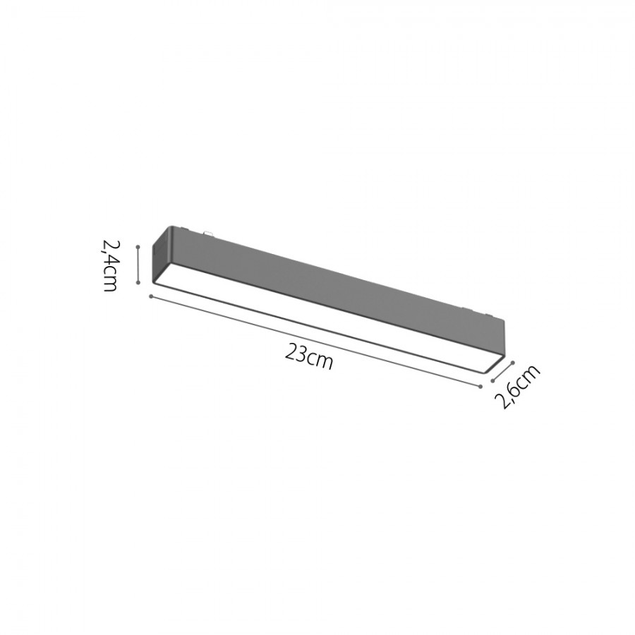 InLight Φωτιστικό LED 10W 3000K για Ultra-Thin μαγνητική ράγα σε μαύρη απόχρωση D:23cmX2,4cm (T03001-BL)