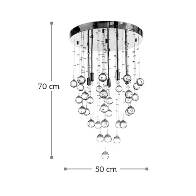 InLight Φωτιστικό οροφής από χρώμιο μέταλλο και διάφανα κρύσταλλα 8XG9 D:50cm (5201-Α)