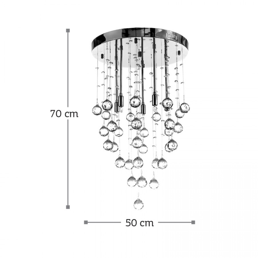 InLight Φωτιστικό οροφής από χρώμιο μέταλλο και διάφανα κρύσταλλα 8XG9 D:50cm (5201-Α)