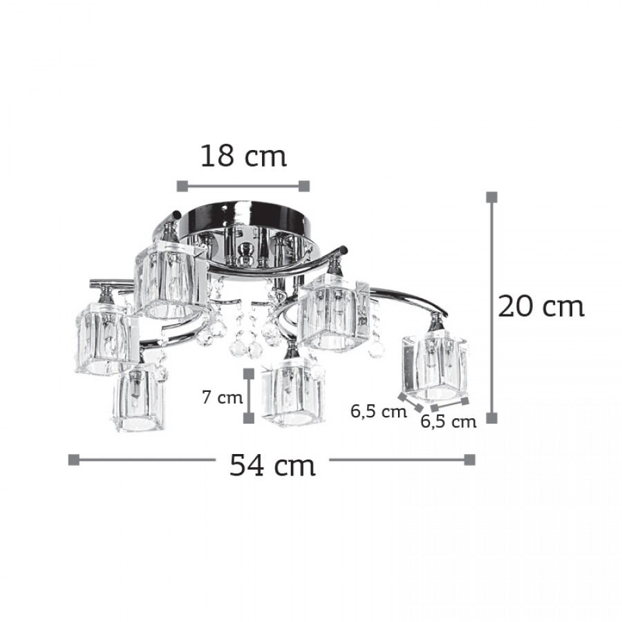 InLight Φωτιστικό οροφής από χρώμιο μέταλλο και κρύσταλλα 6XG9 D:54cm (6120-6)