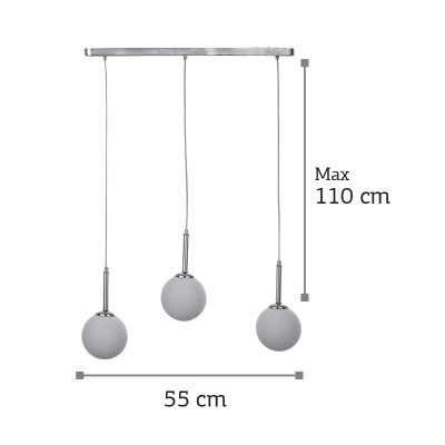 InLight Κρεμαστό φωτιστικό από χρώμιο μέταλλο και λευκή οπαλίνα 3XG9 D:60cm (4515-3 ΡΑΓΑ)