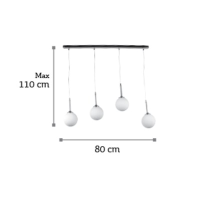 InLight Κρεμαστό φωτιστικό από χρώμιο μέταλλο και λευκή οπαλίνα 4XG9 D:80cm (4515-4 ΡΑΓΑ)