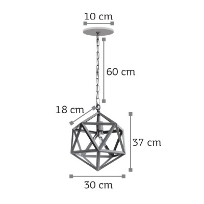 InLight Κρεμαστό φωτιστικό από μαύρο μέταλλο 1XE27 D:30cm (4418-BL)