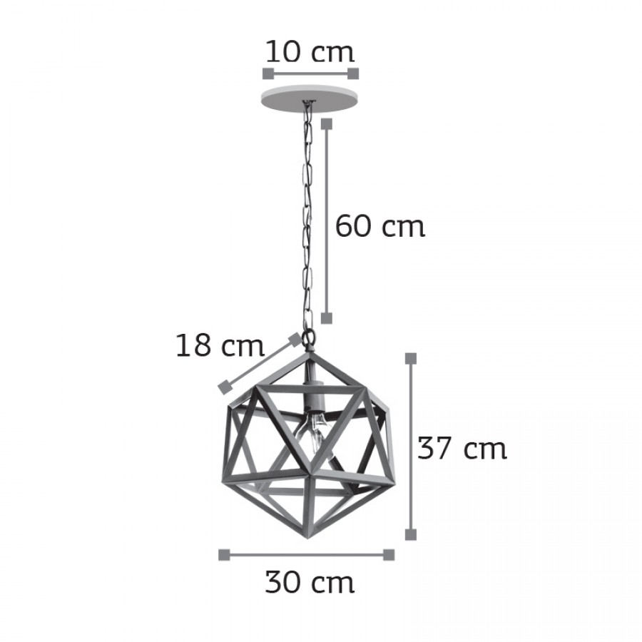 InLight Κρεμαστό φωτιστικό από μαύρο μέταλλο 1XE27 D:30cm (4418-BL)